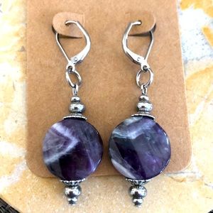 Amethyst leverback earrings stainless steel 😍😍